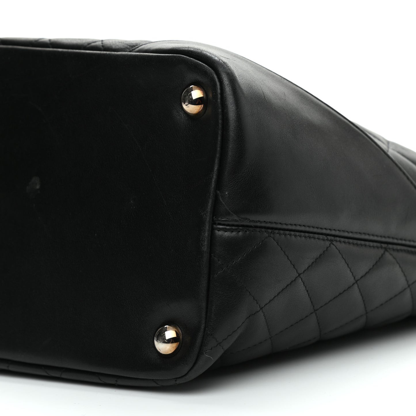 Calfskin Quilted Large Cambon Tote Black White