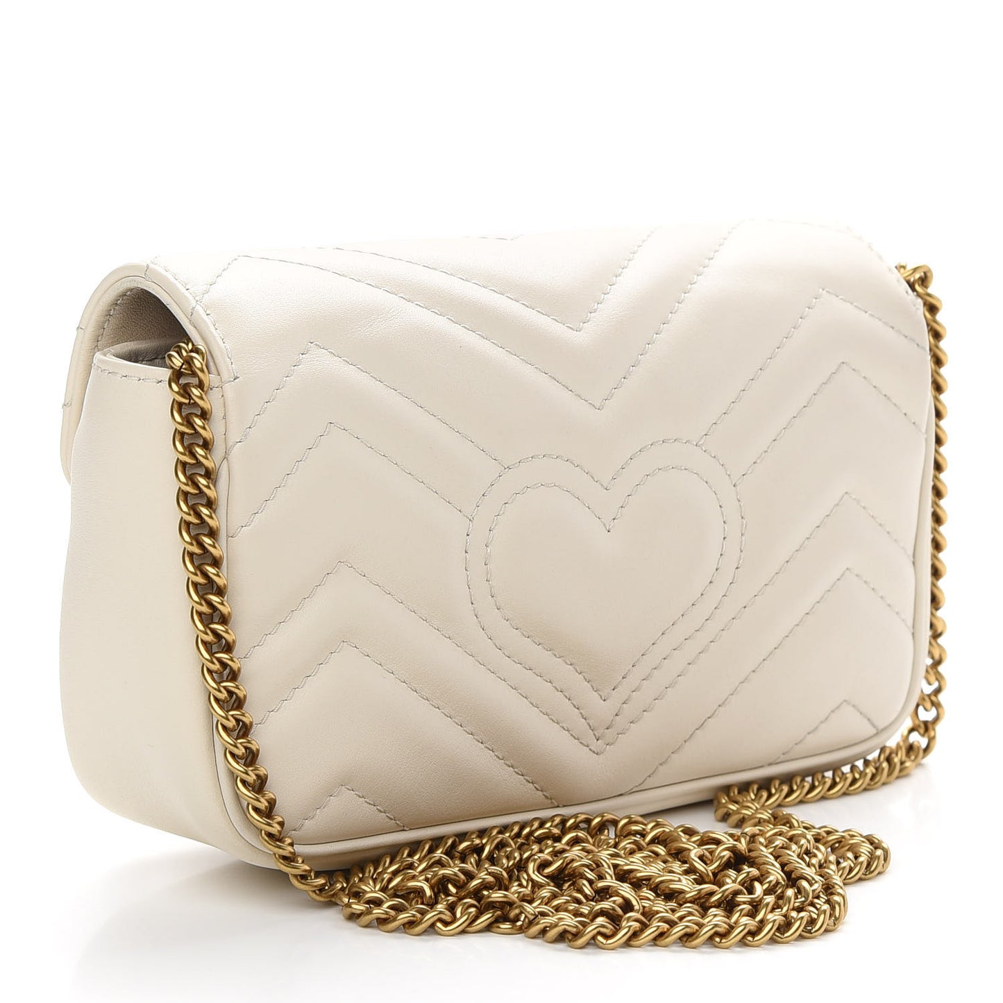 Calfskin Matelasse Super Mini GG Marmont Shoulder Bag White