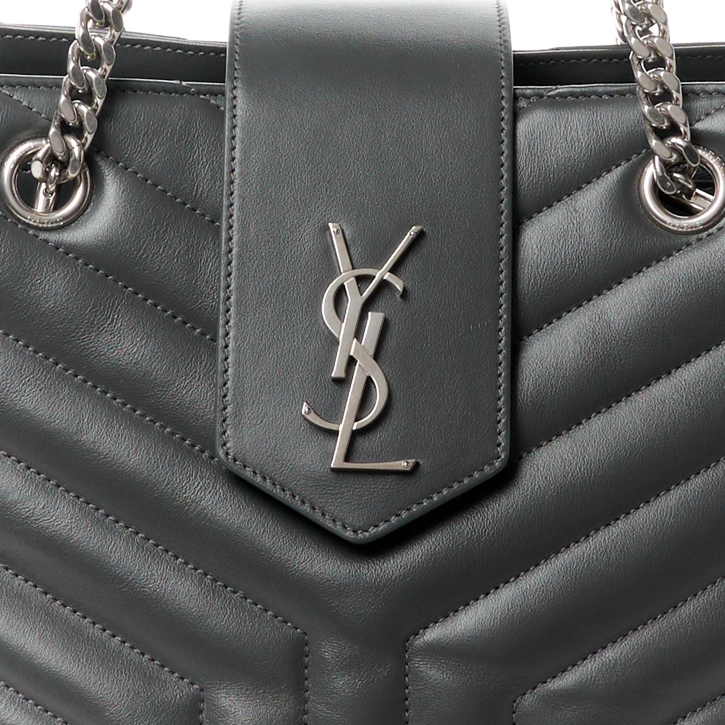 Calfskin Y Quilted Monogram Large Loulou Shopper Fog