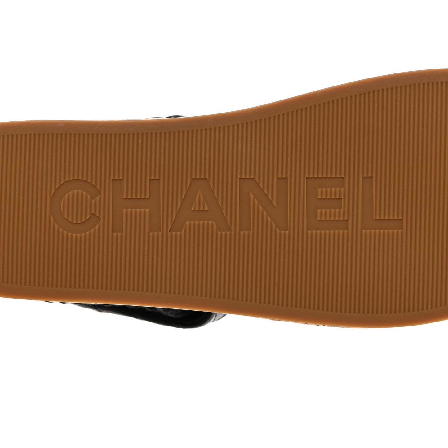 Cord Lambskin Quilted Logo Sandals 38 Black