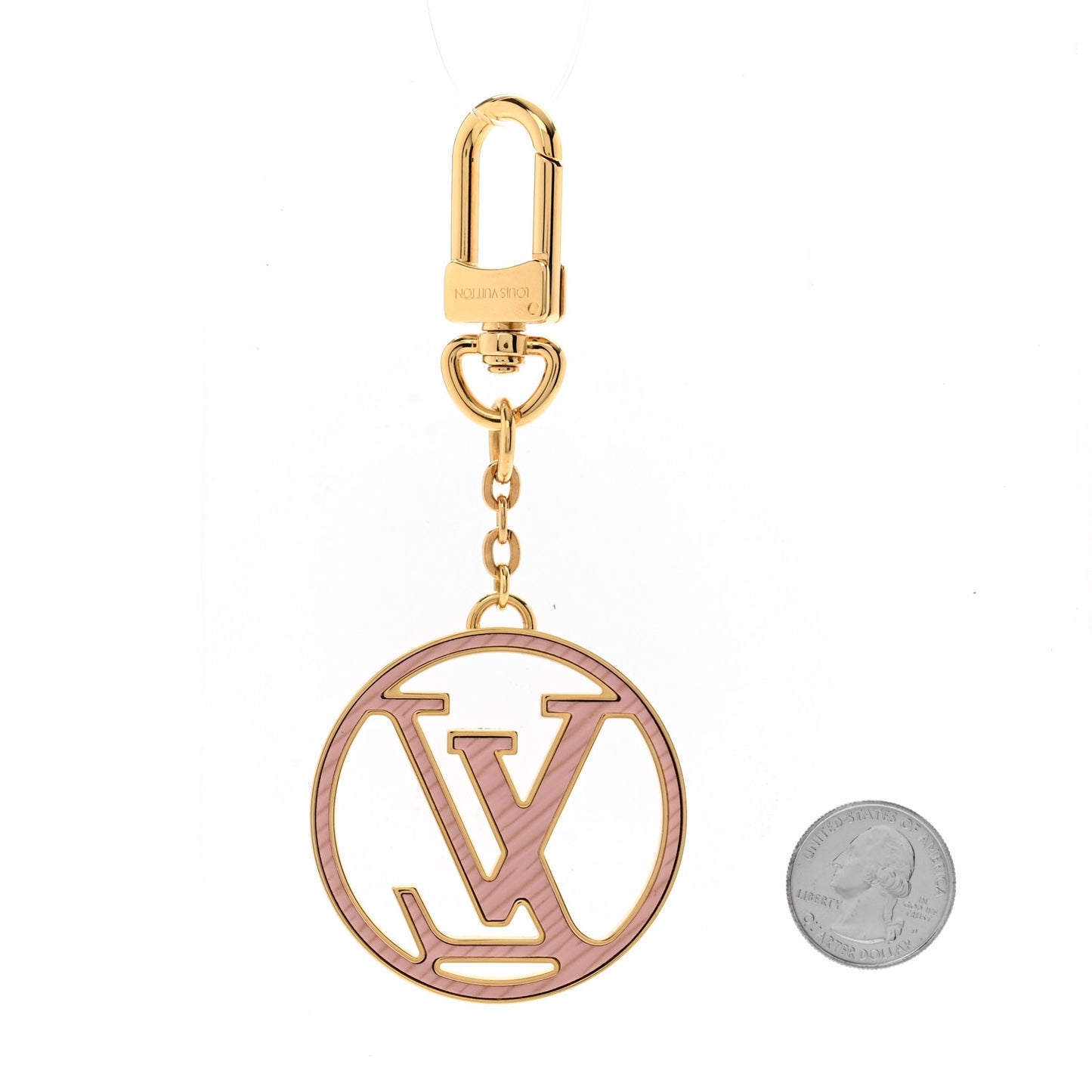 Epi LV Circle Bag Charm Key Holder Red Pink
