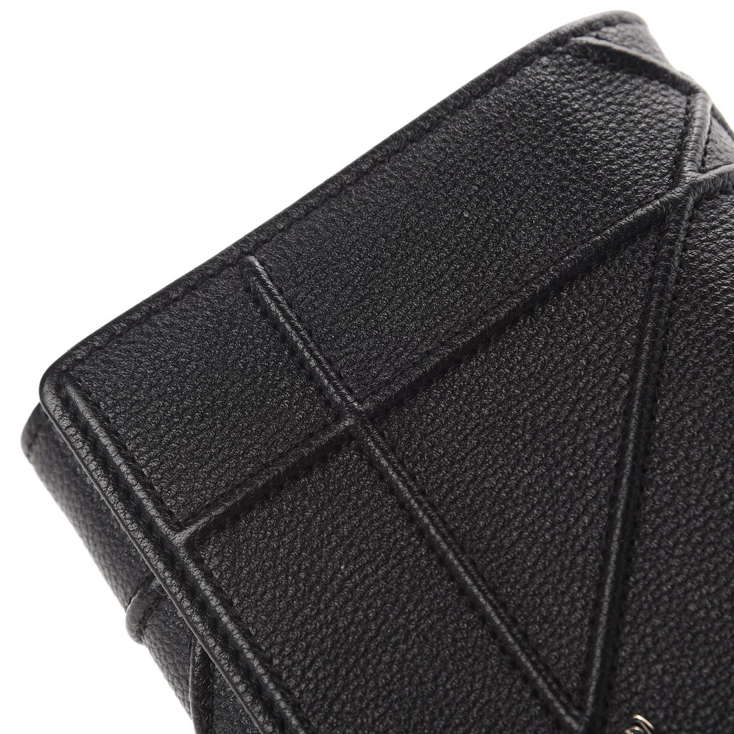 Grained Calfskin Diorama Croisiere Chain Wallet Black