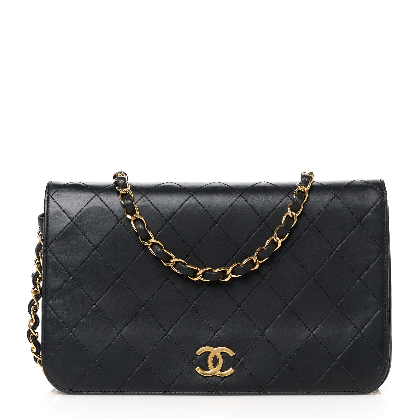 Lambskin Quilted Small Single Flap Black