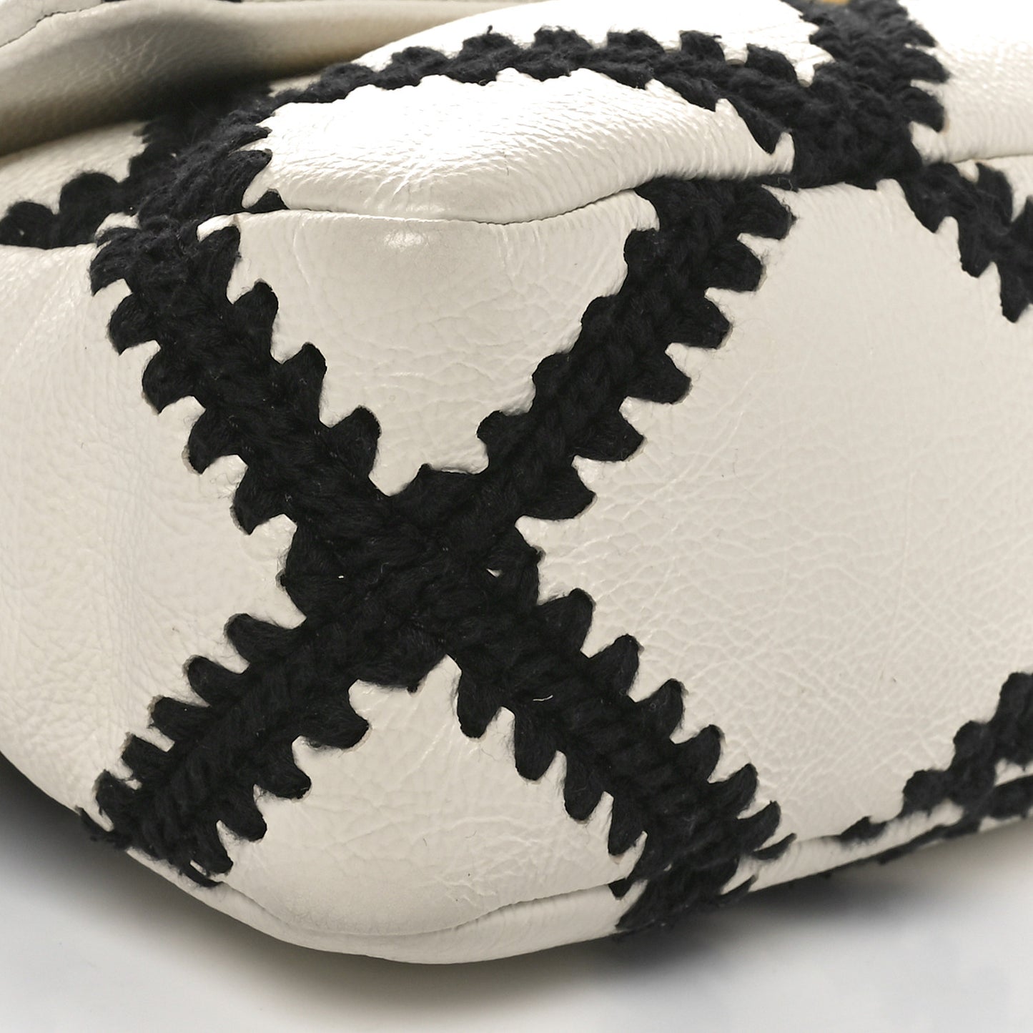 Calfskin Crochet Medium Chanel 19 Flap White Black