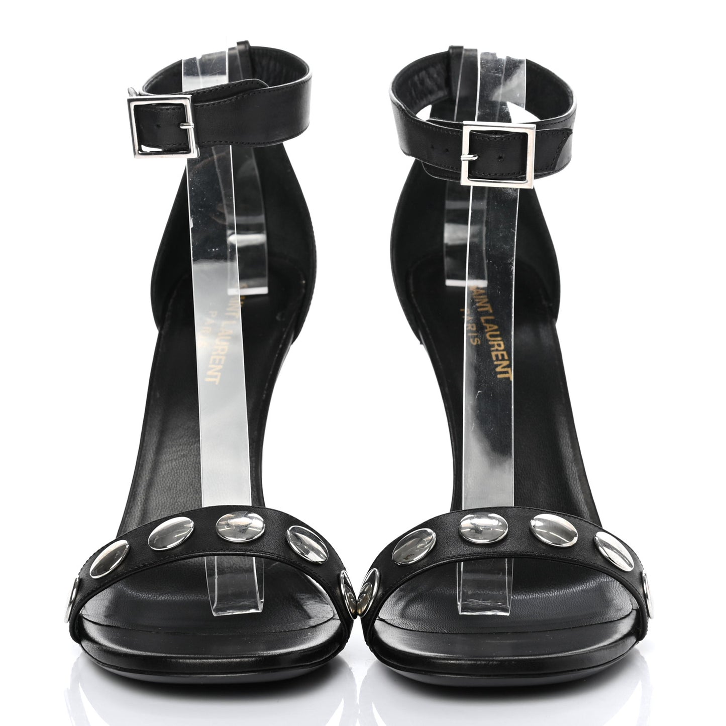 Calfskin Grace105 Studded 105 Ankle Strap Sandals 39 Black