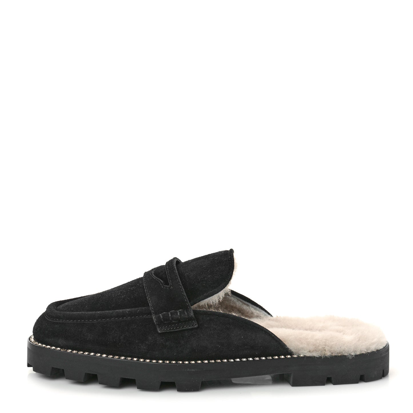 Suede Shearling Ronnie Flat Mules 40 Tan Black