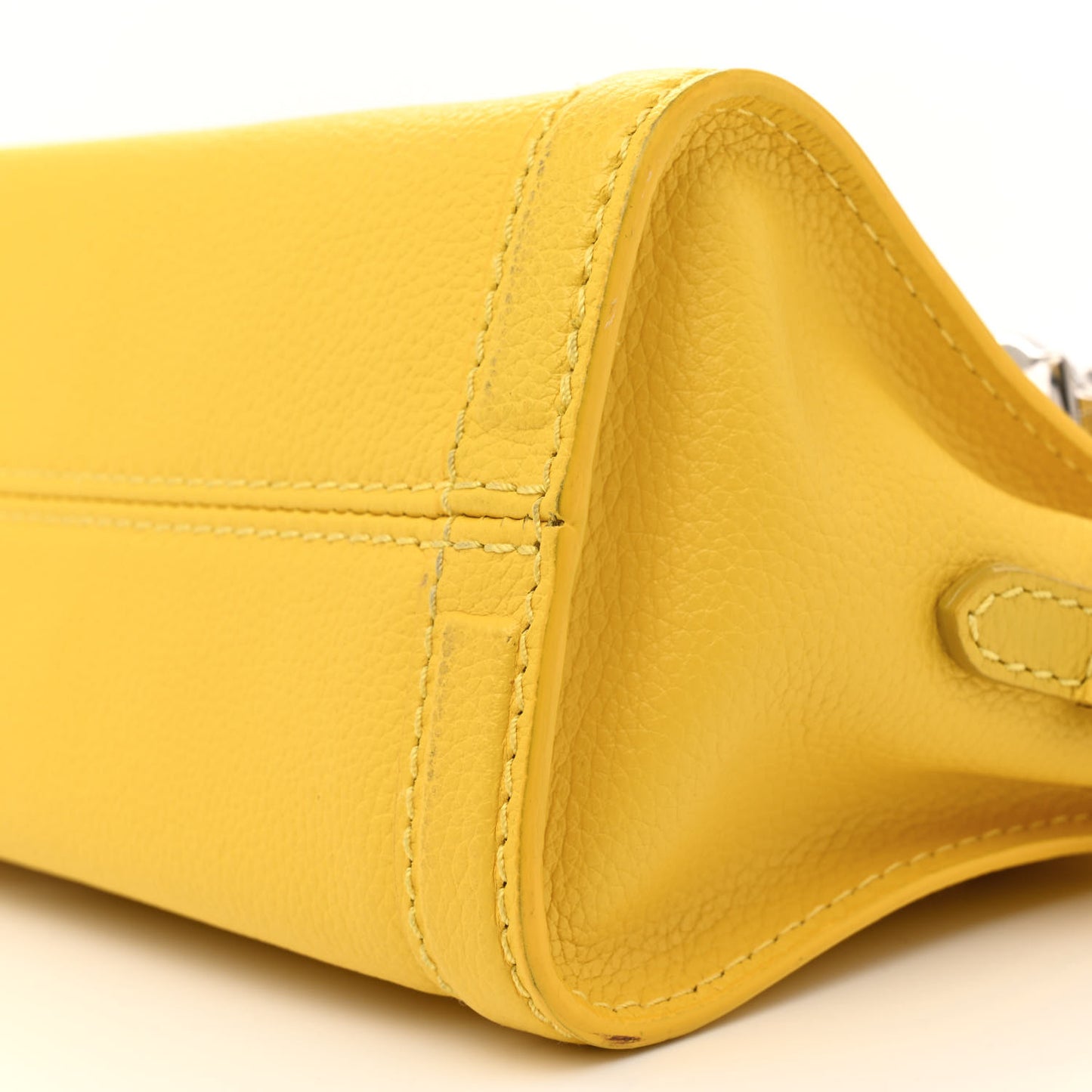 Pebbled Calfskin Mini Skull Padlock Zip Around Tote Yellow