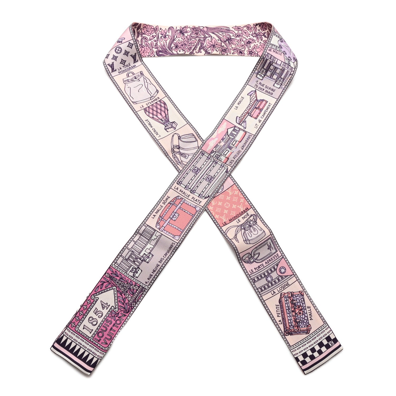 LOUIS VUITTON シルクバンダナ ピンク・グレーバンド Louis Vuitton Silk Jeu De Louis BB Bandeau Pink 1796174 – FASHIONPHILE