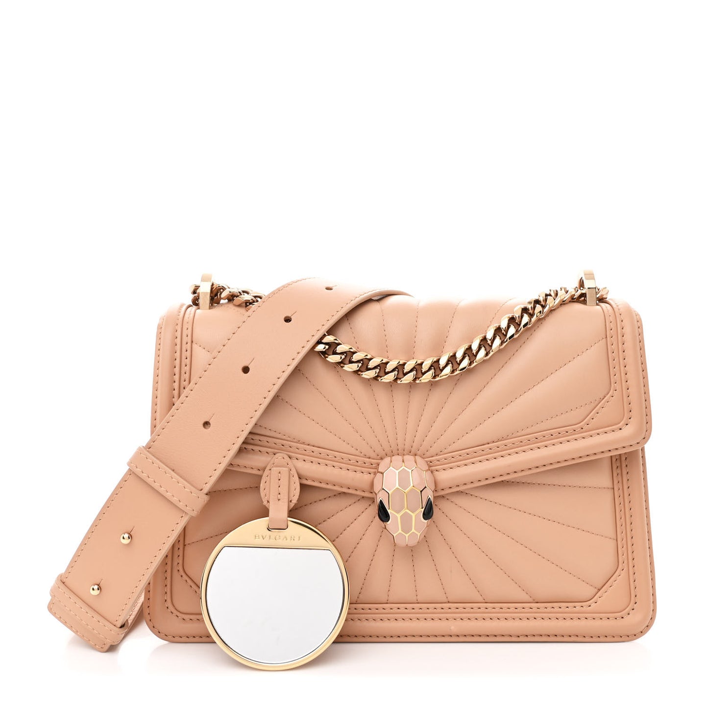Quilted Nappa Smooth Calfskin Serpenti Forever Diamond Blast Sunshine Shoulder Bag Beige
