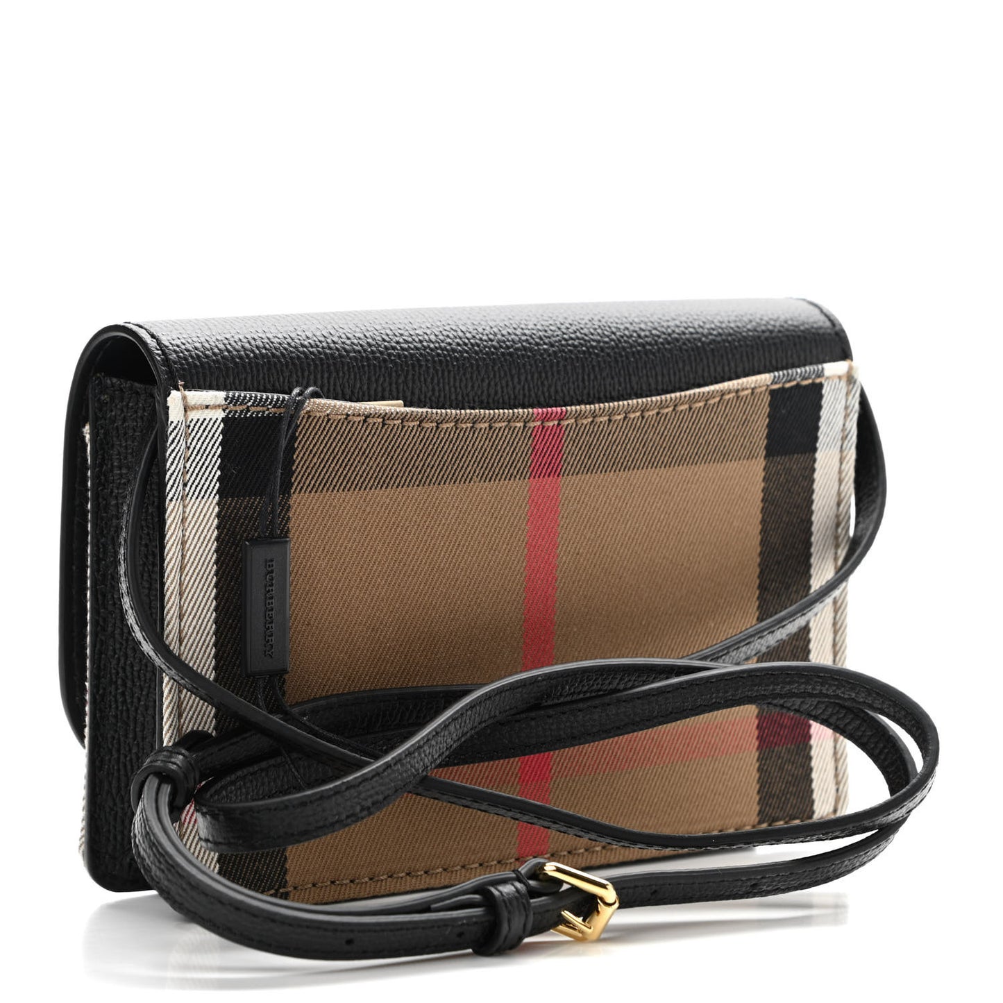 Derby Calfskin House Check Wallet On Chain Black