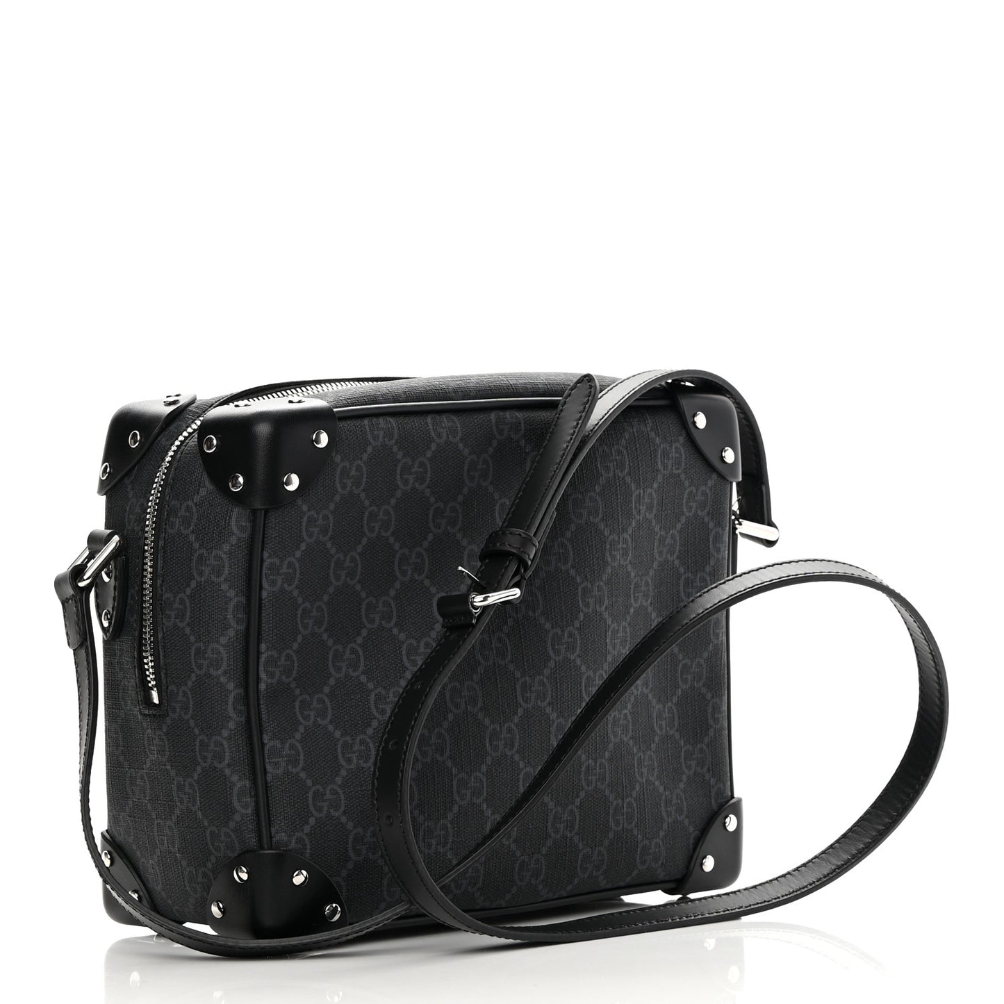 GG Supreme Monogram Selleria Calfskin Square Messenger Bag Black