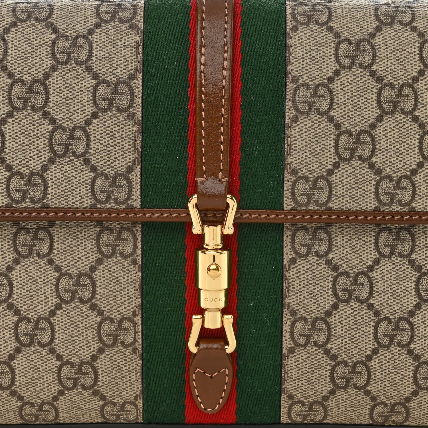 Gucci GG Supreme Monogram Azalea Calfskin Web Jackie 1961 Belt Bag 80 32 Beige Ebony Brown Sugar 10 of 12