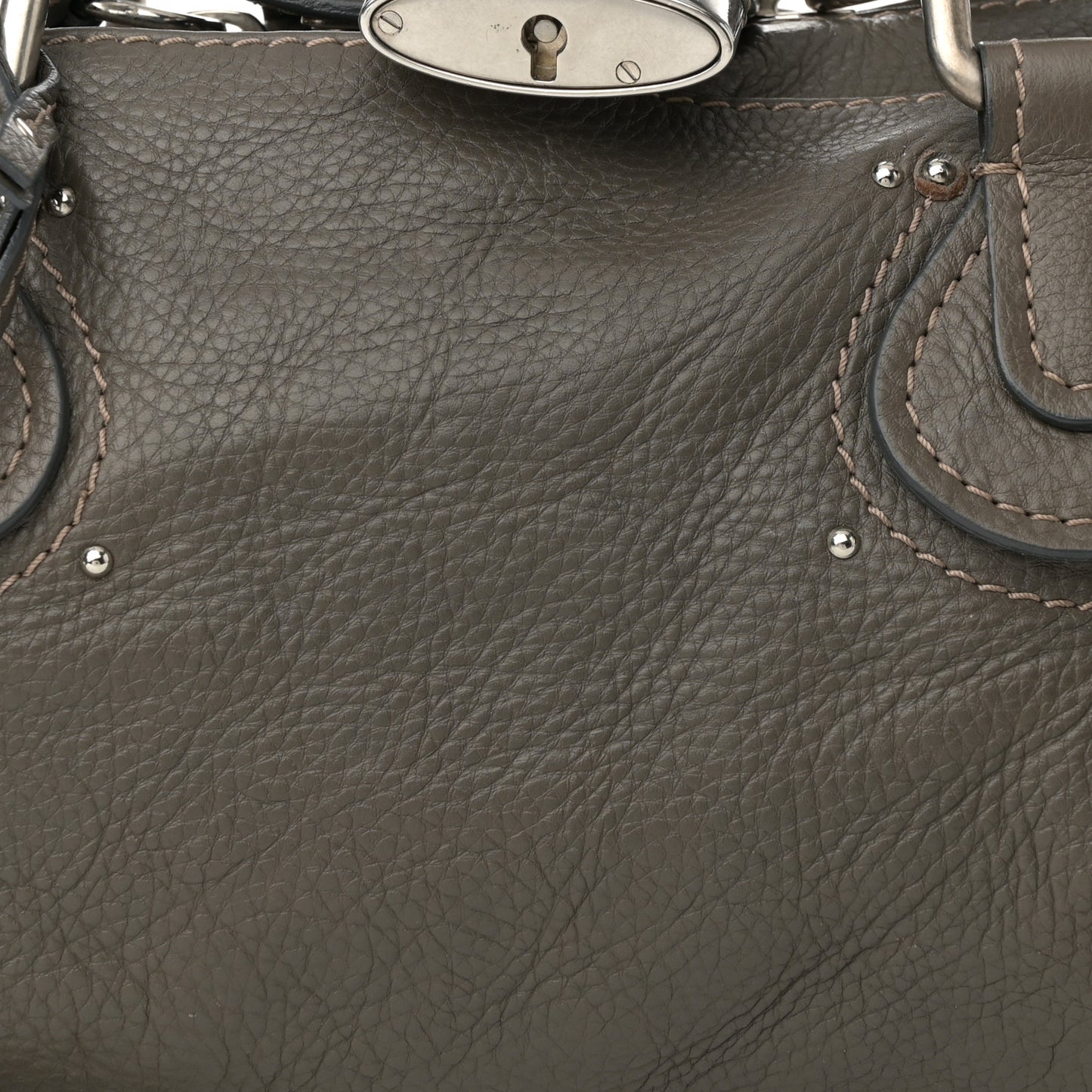 Calfskin Medium Paddington Satchel Gris Vert