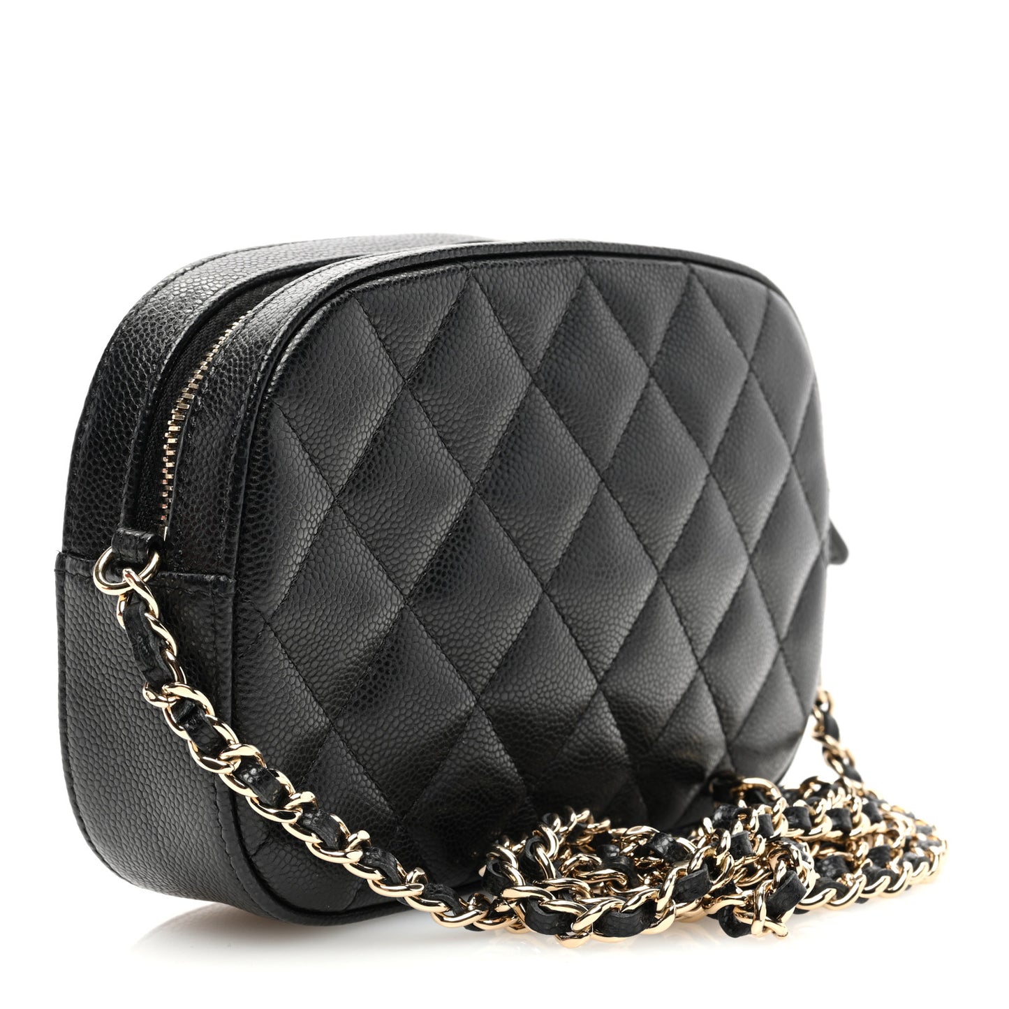 Caviar Quilted Chain Camera Bag Black
