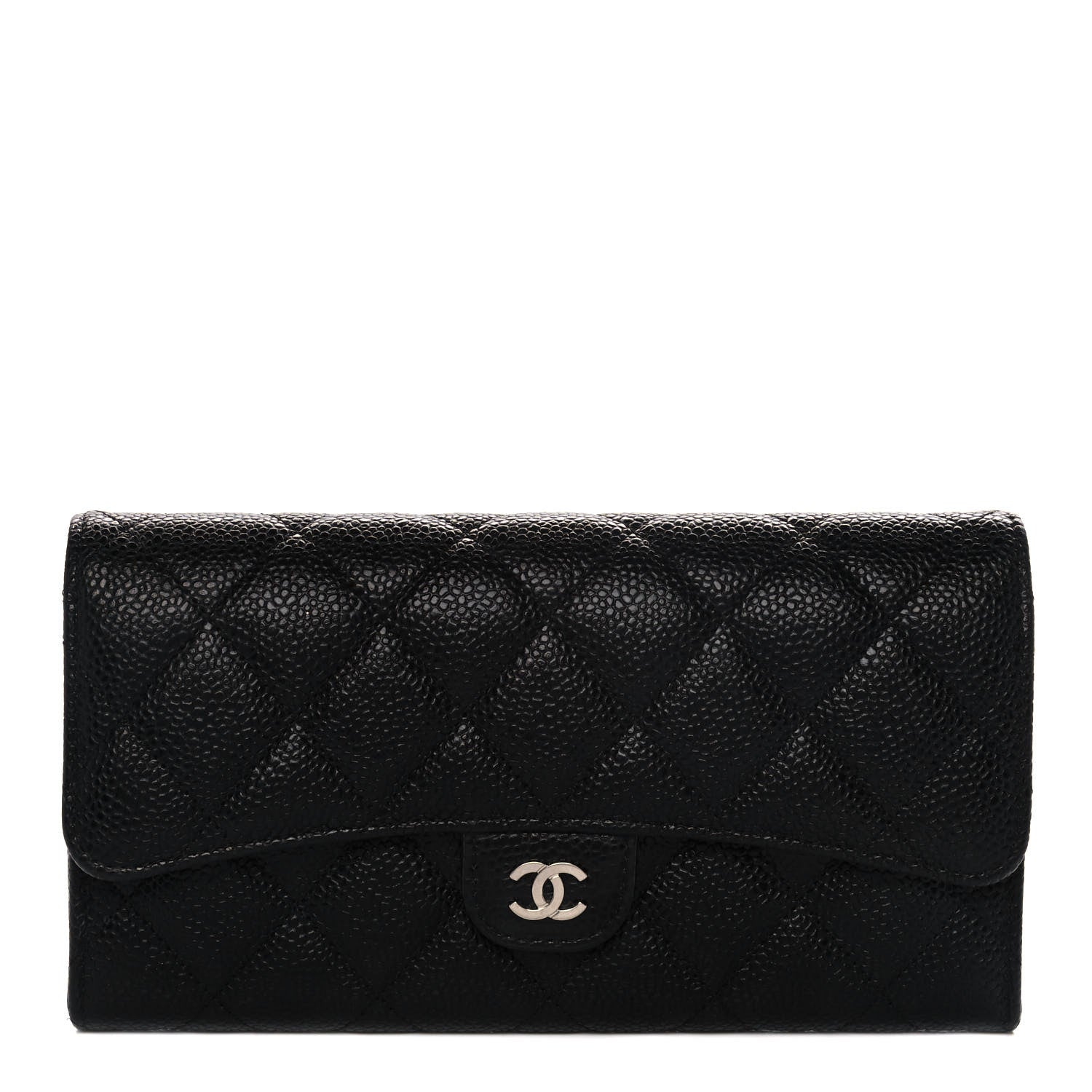 Chanel Caviar Quilted Large Gusset Flap Wallet Black 1 of 14