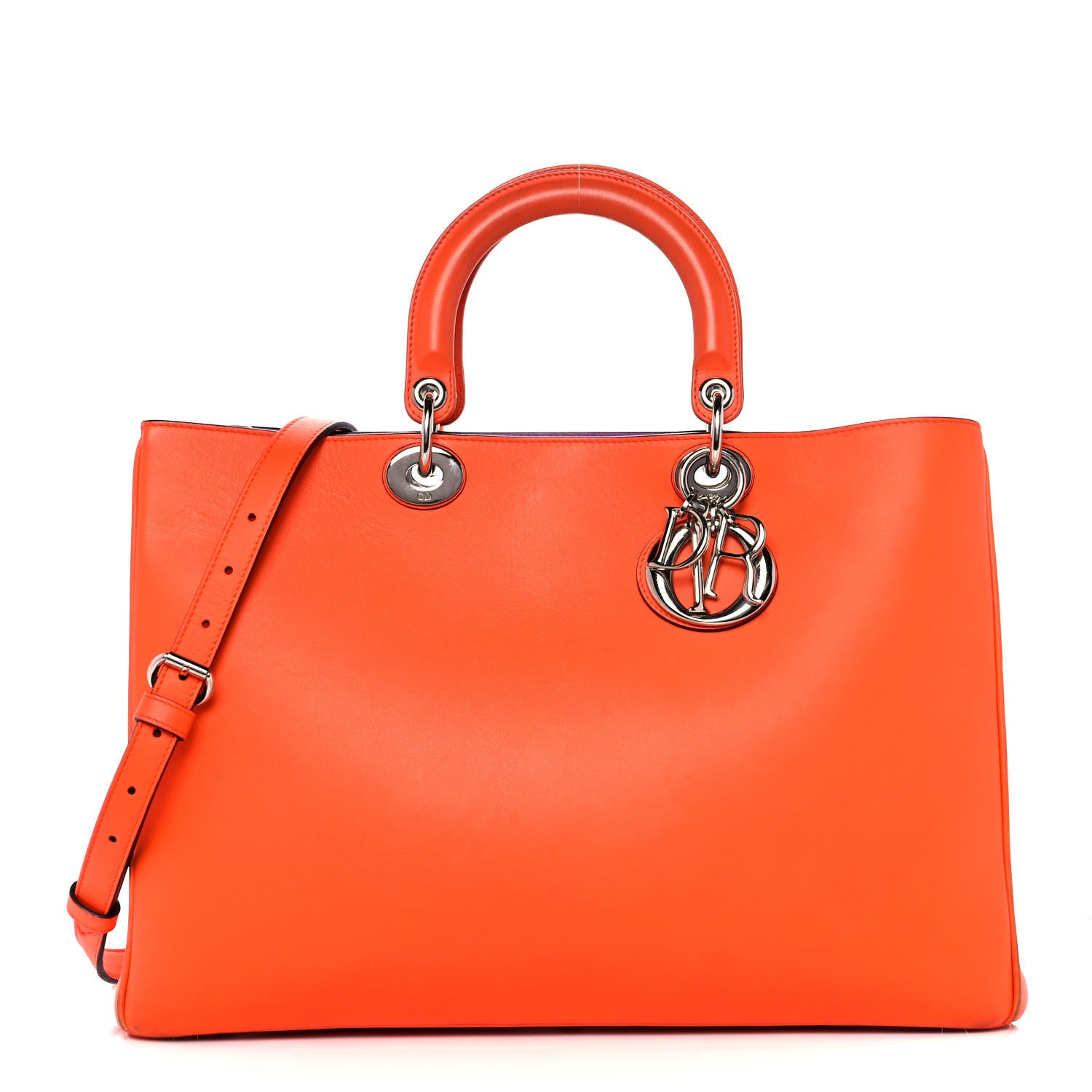 Christian Dior Smooth Calfskin Large Diorissimo Tote Orange Parme 2 of 11