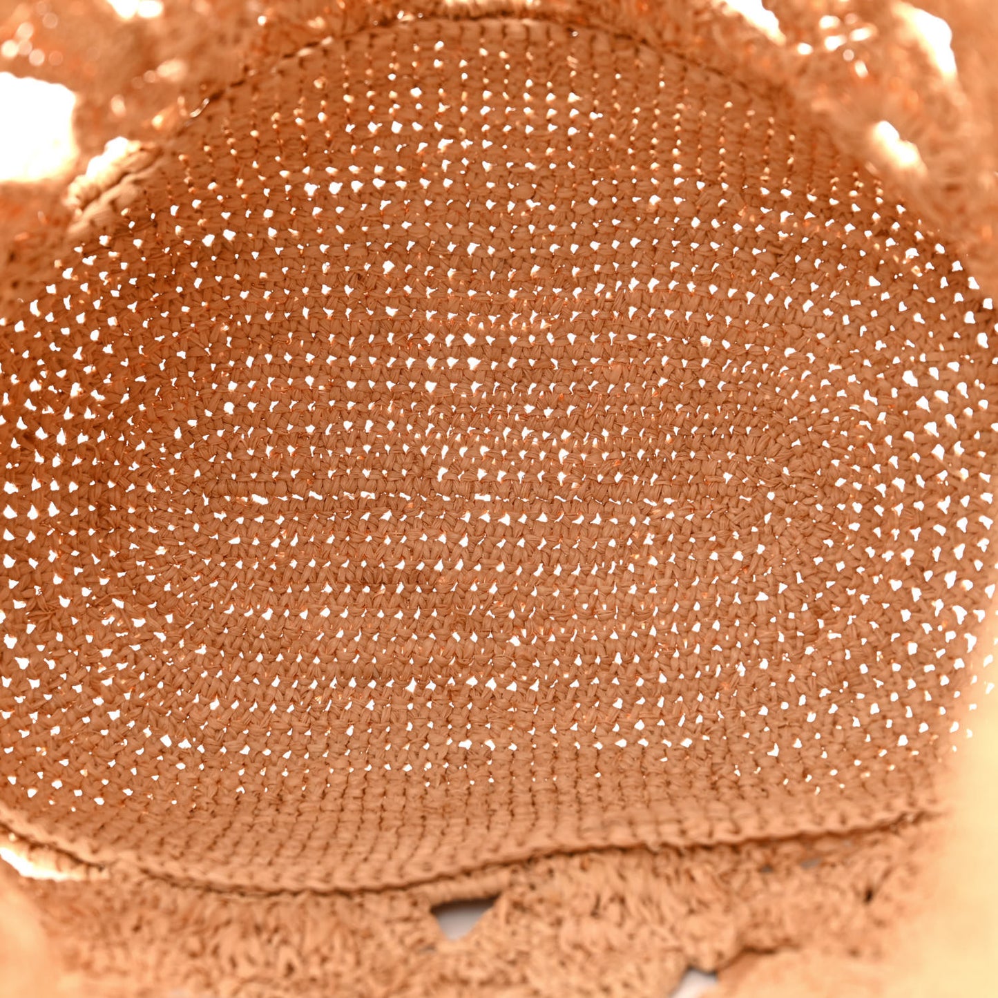 Raffia Crochet Slit Tote Bag Natural Tan