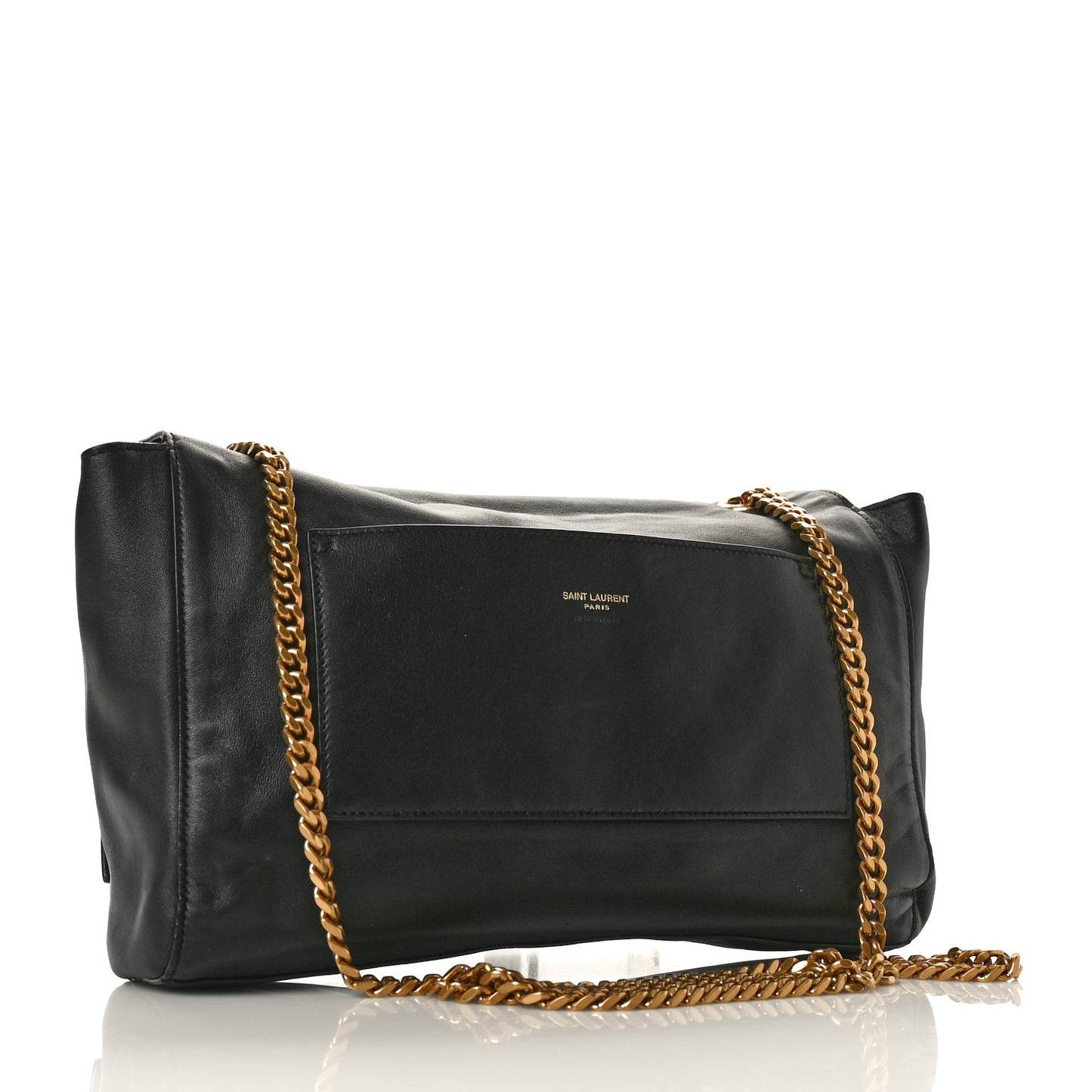 Smooth Calfskin Suede Medium Reversible Monogram Kate Satchel Black