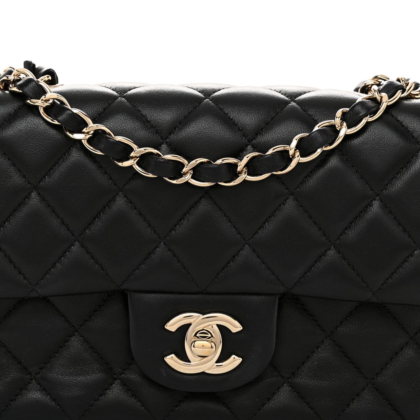 Lambskin Quilted Mini Rectangular Flap Black
