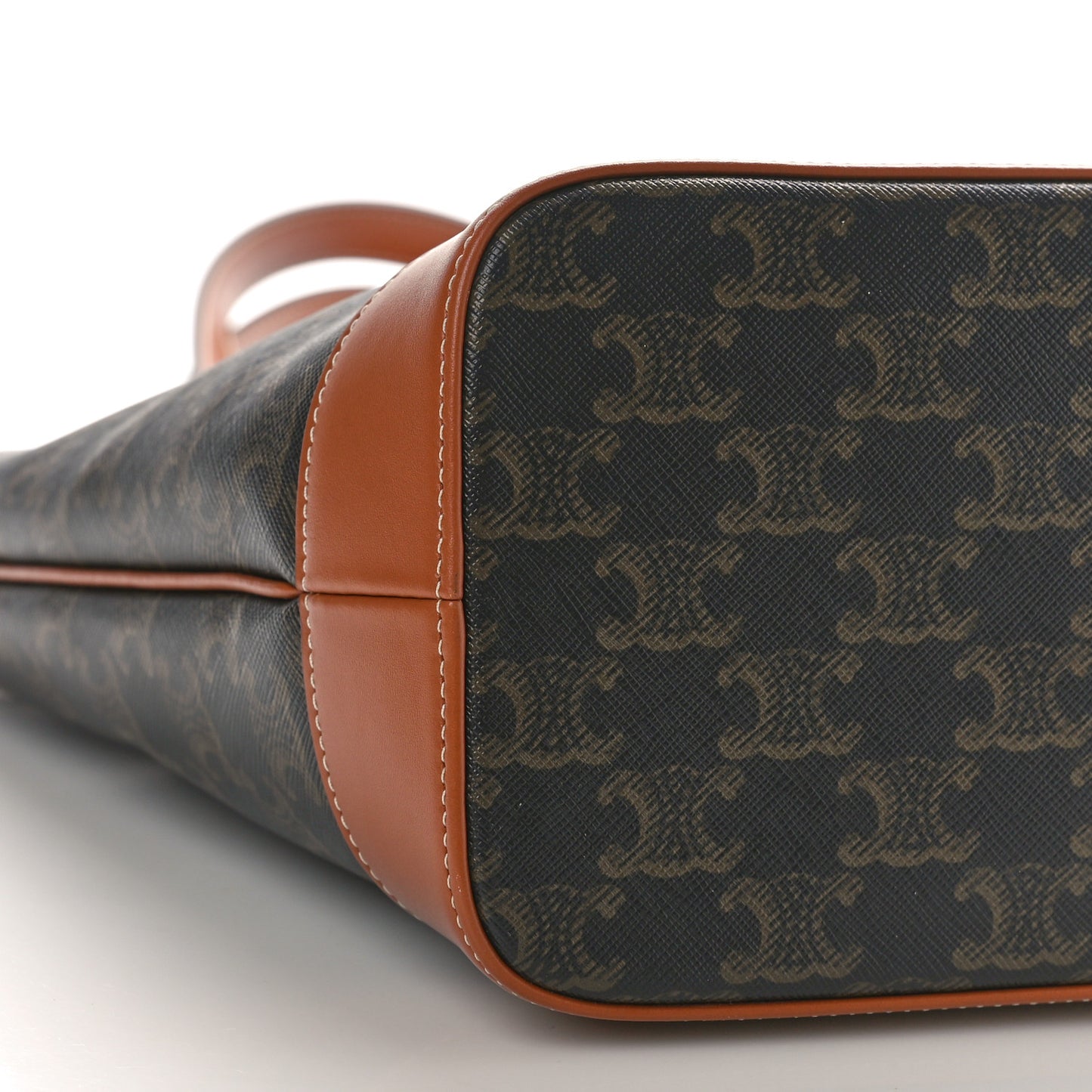 Triomphe Canvas Calfskin Small Cabas Bag Tan
