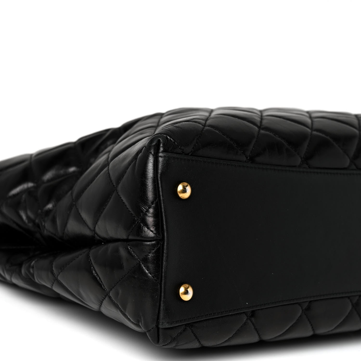 Chanel Glazed Calfskin Quilted Gold Bar Tote Black 9 of 10