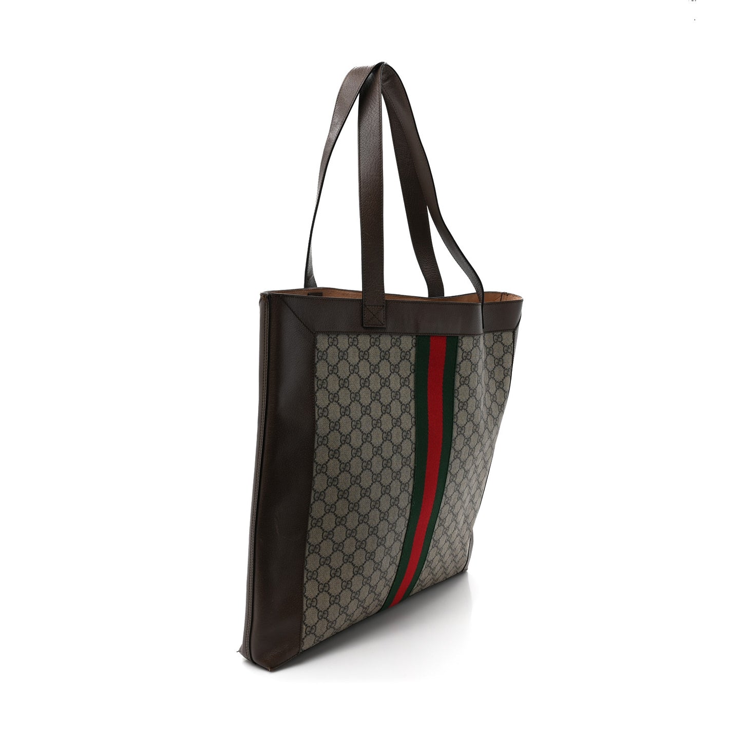GG Supreme Monogram Web Large Ophidia Vertical Shopping Tote Brown