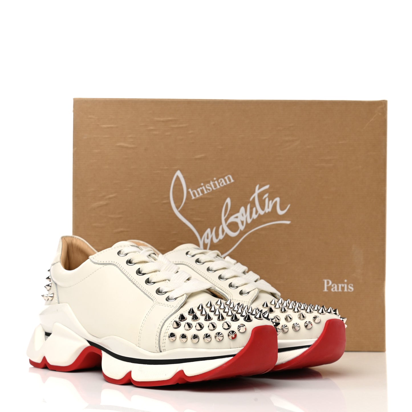 Calfskin Spike VRS 2018 Sneakers 37.5 Snow Silver