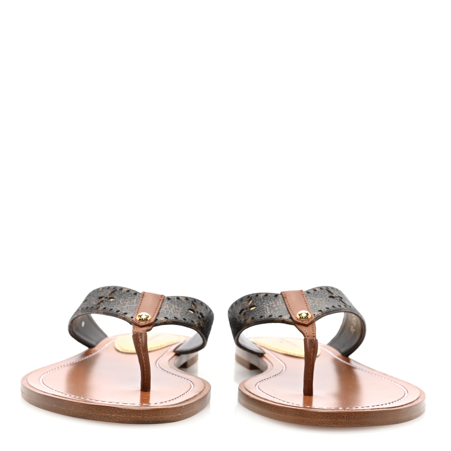 Monogram Sunny Flat Thong Sandals 37 Brown