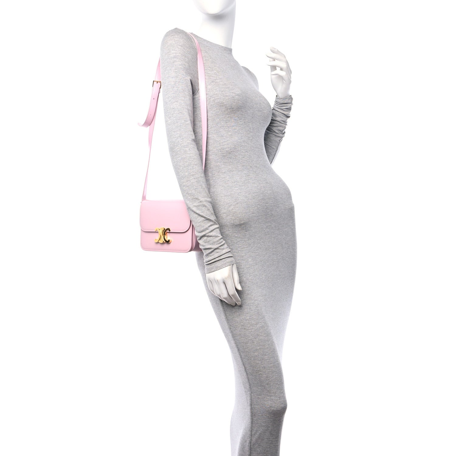 Celine Shiny Calfskin Teen Triomphe Pastel Pink 3 of 10