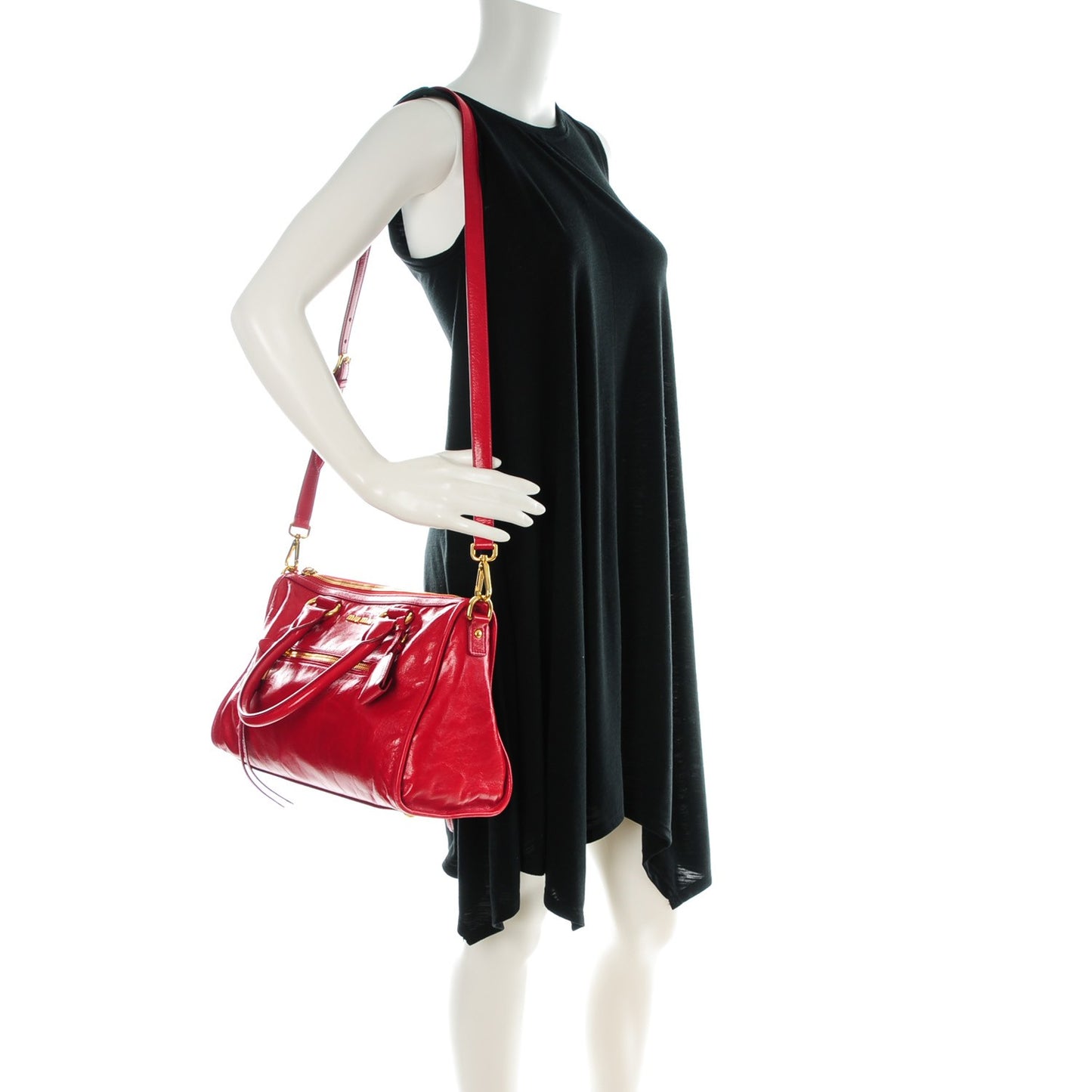 Vitello Shine Zip Tote Rosso