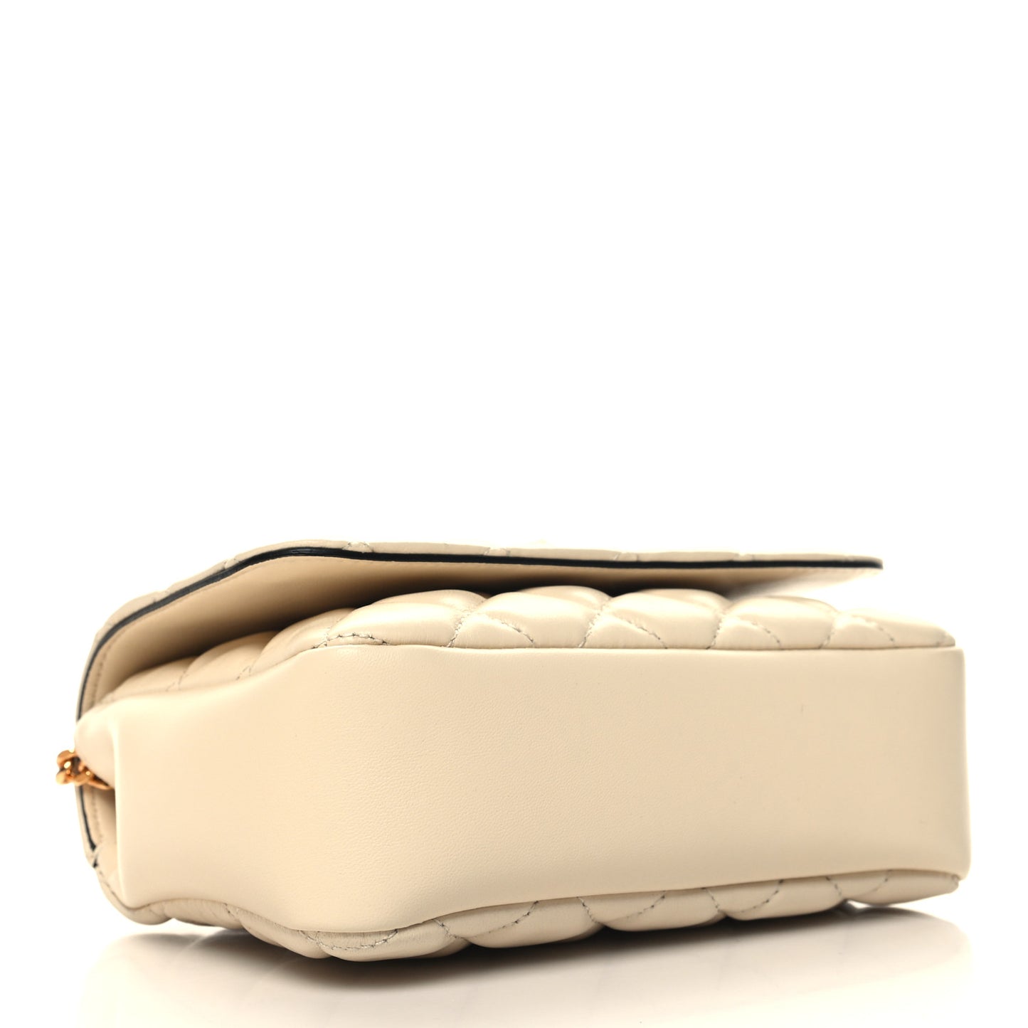 Nappa Quilted Small Medusa Chain Crossbody White