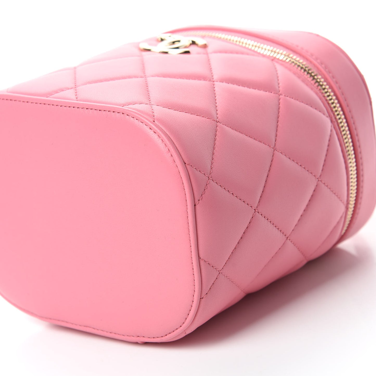 Lambskin Quilted Trendy Vanity Case Pink
