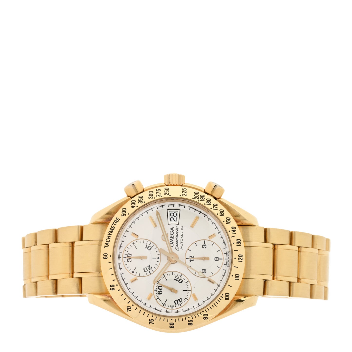 Stainless 18K Yellow Gold 39mm Speedmaster Chronograph Automatic Watch Silver 3111.10