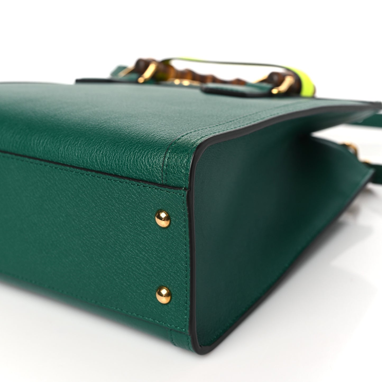 Wonka Grain Calfskin Small Diana Tote Bag Green Yellow Fluo