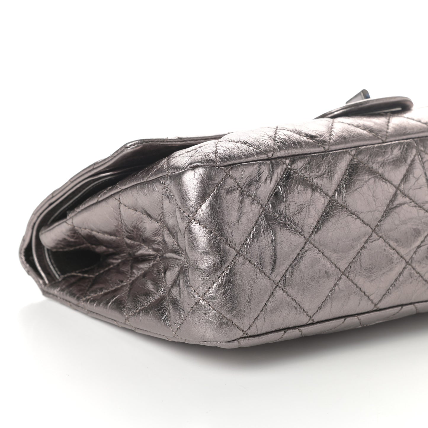 Metallic Aged Calfskin Quilted 2.55 Reissue 227 Flap Dark Silver