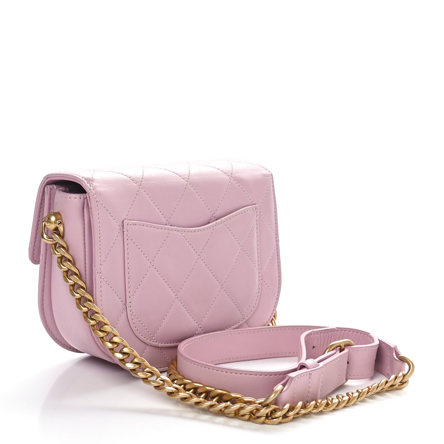 Calfskin Quilted Moon Messenger Light Pink
