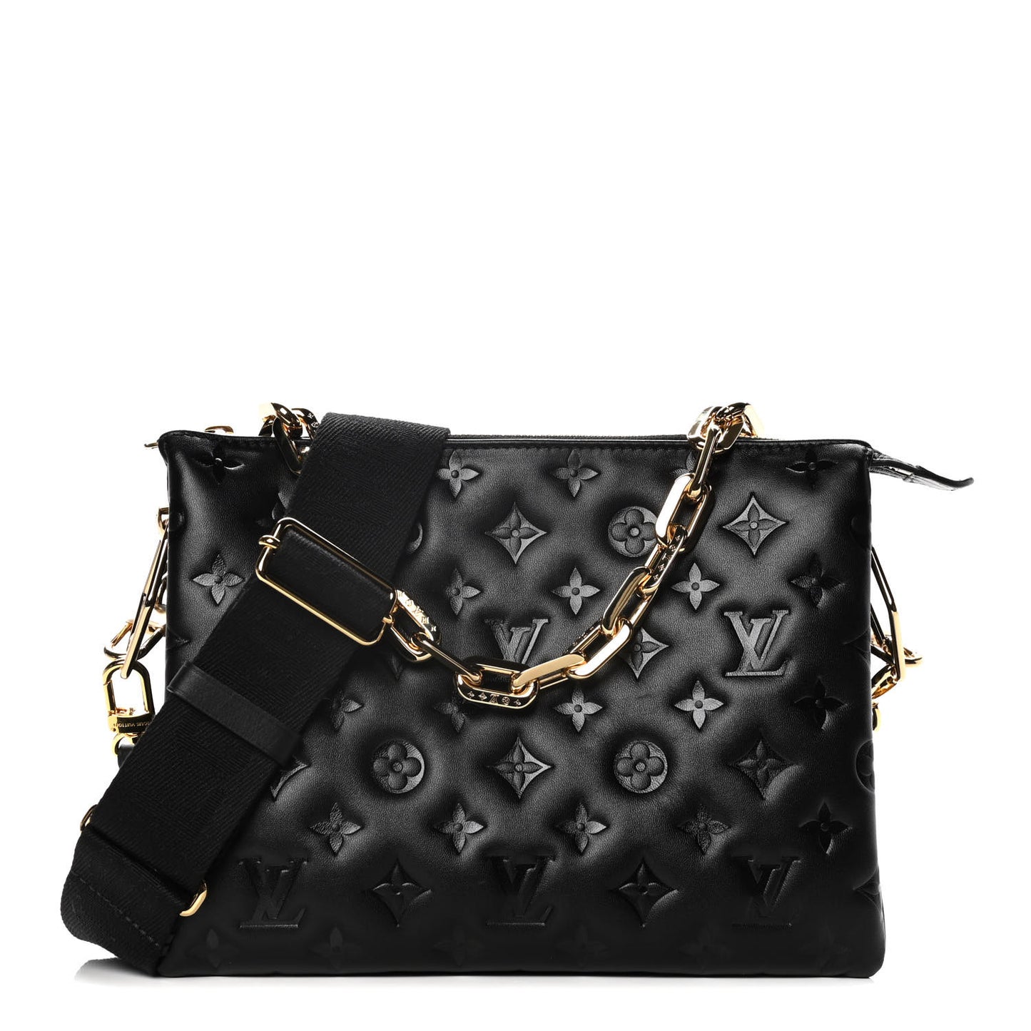 Lambskin Embossed Monogram Coussin PM Black