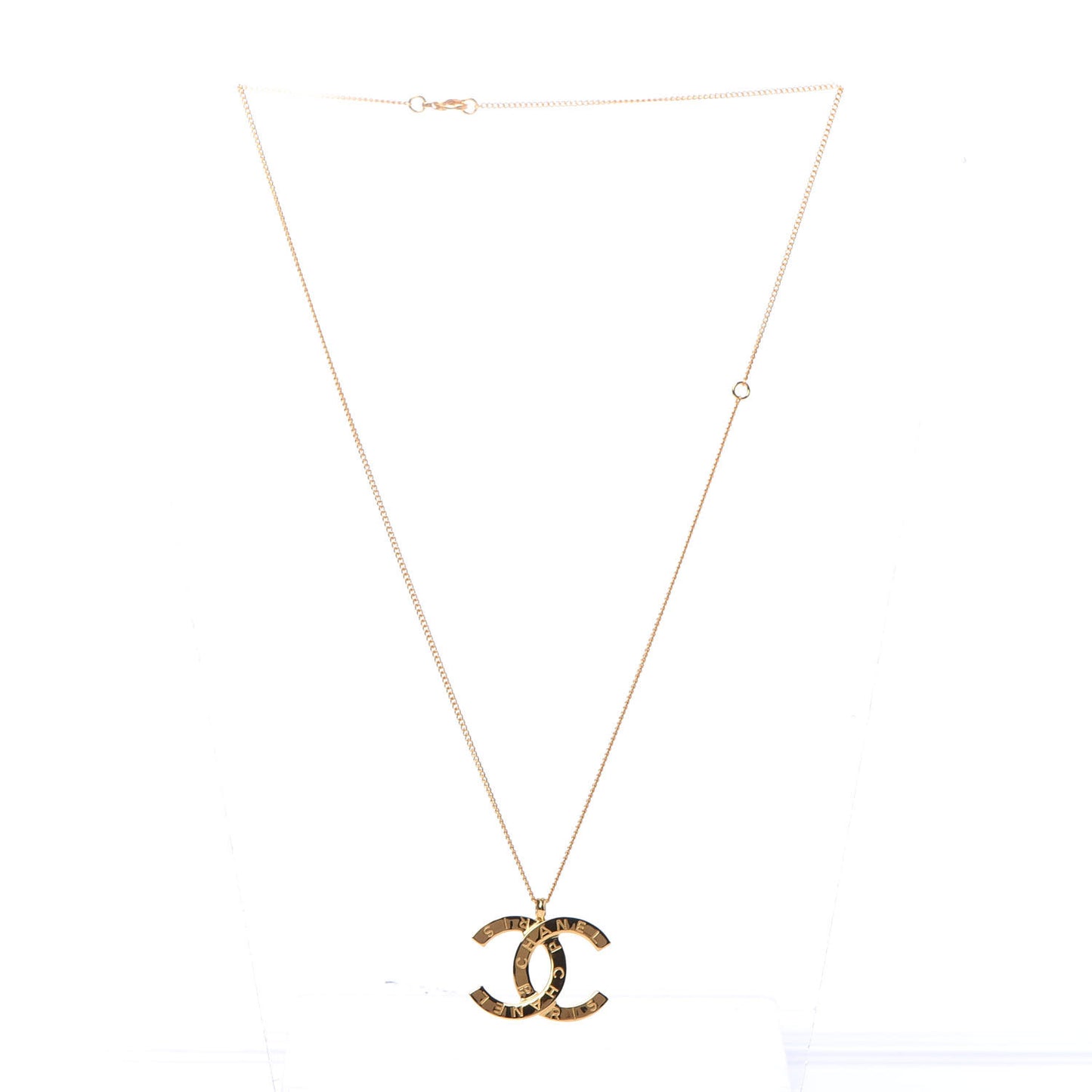 Metal CC Paris Button Necklace Gold