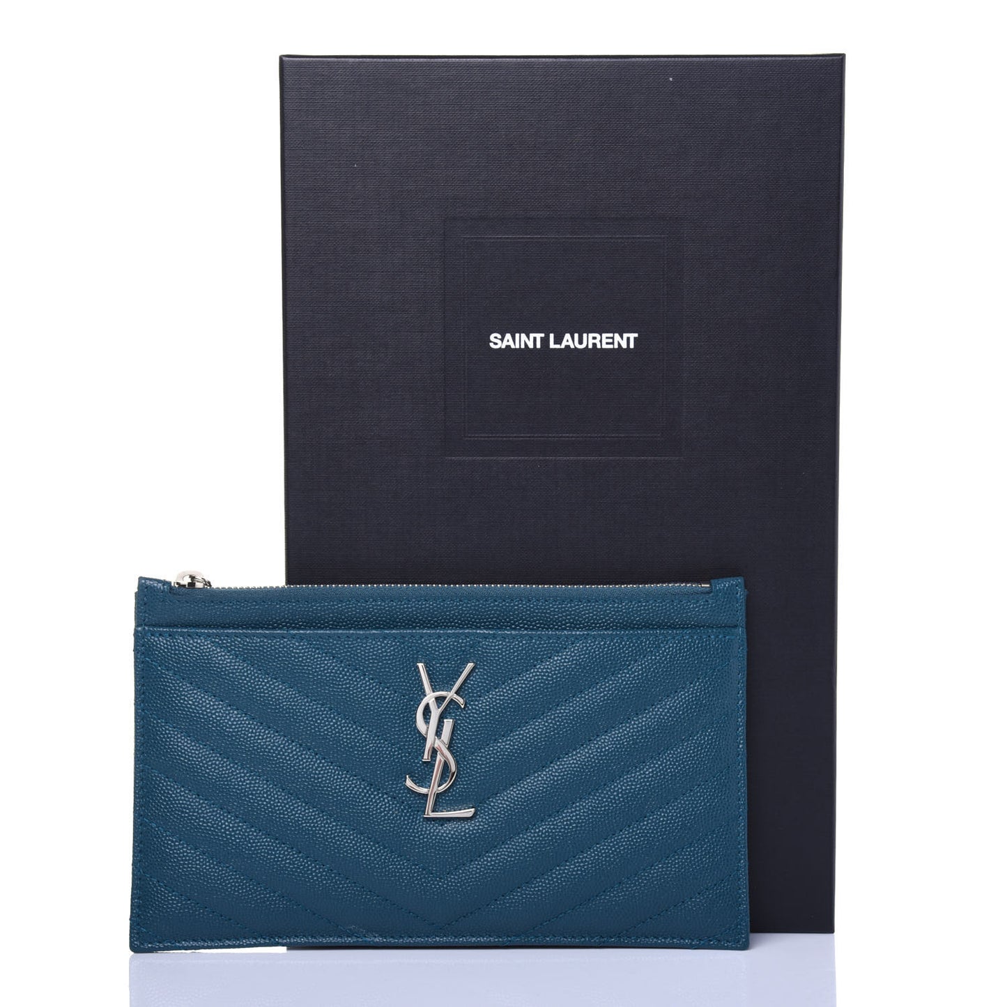 Grain De Poudre Matelasse Chevron Monogram Bill Pouch Peacock Green