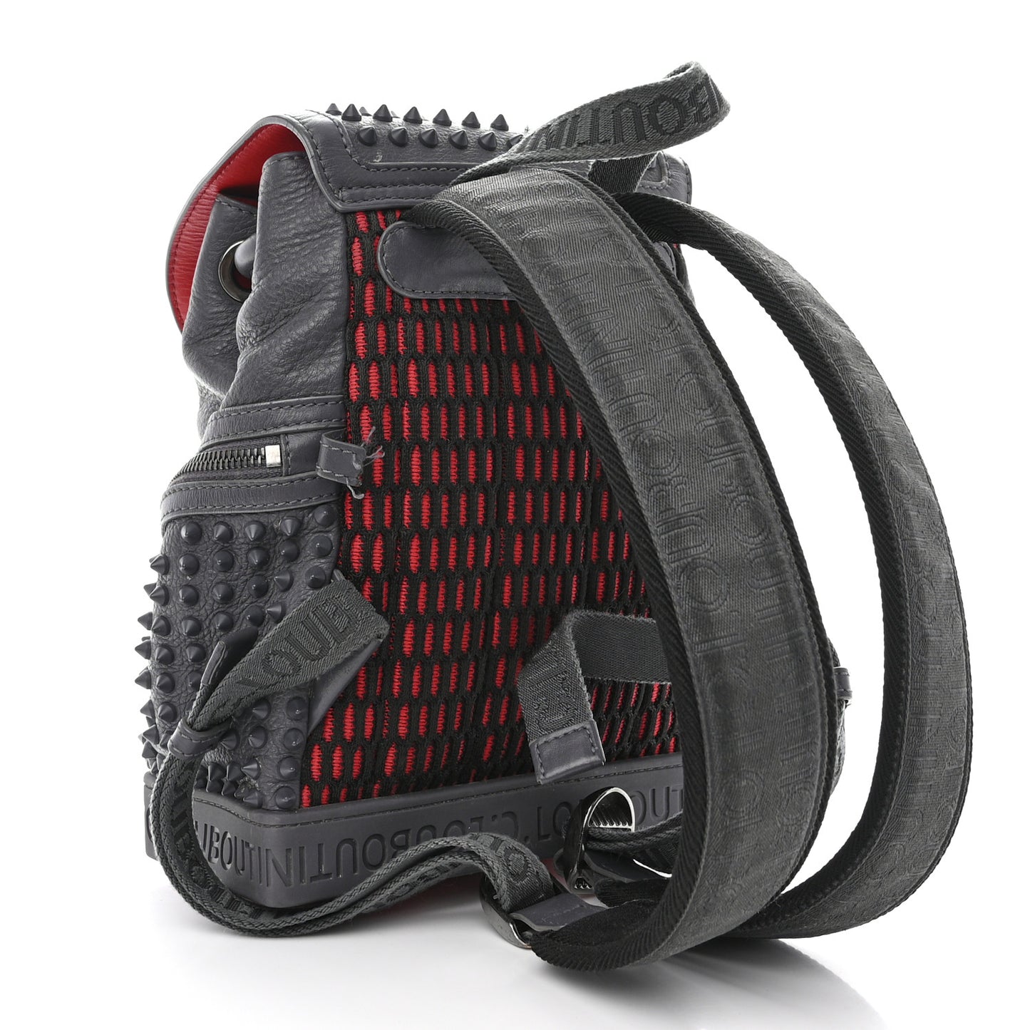 Calfskin Spiked Small Explorafunk Backpack Charbon