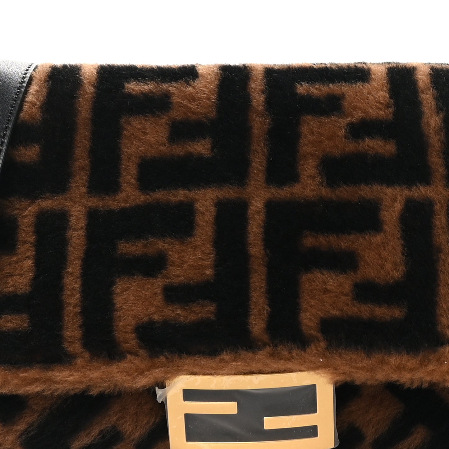 Shearling Vitello Dolce Macro FF 1974 Baguette Tobacco Black