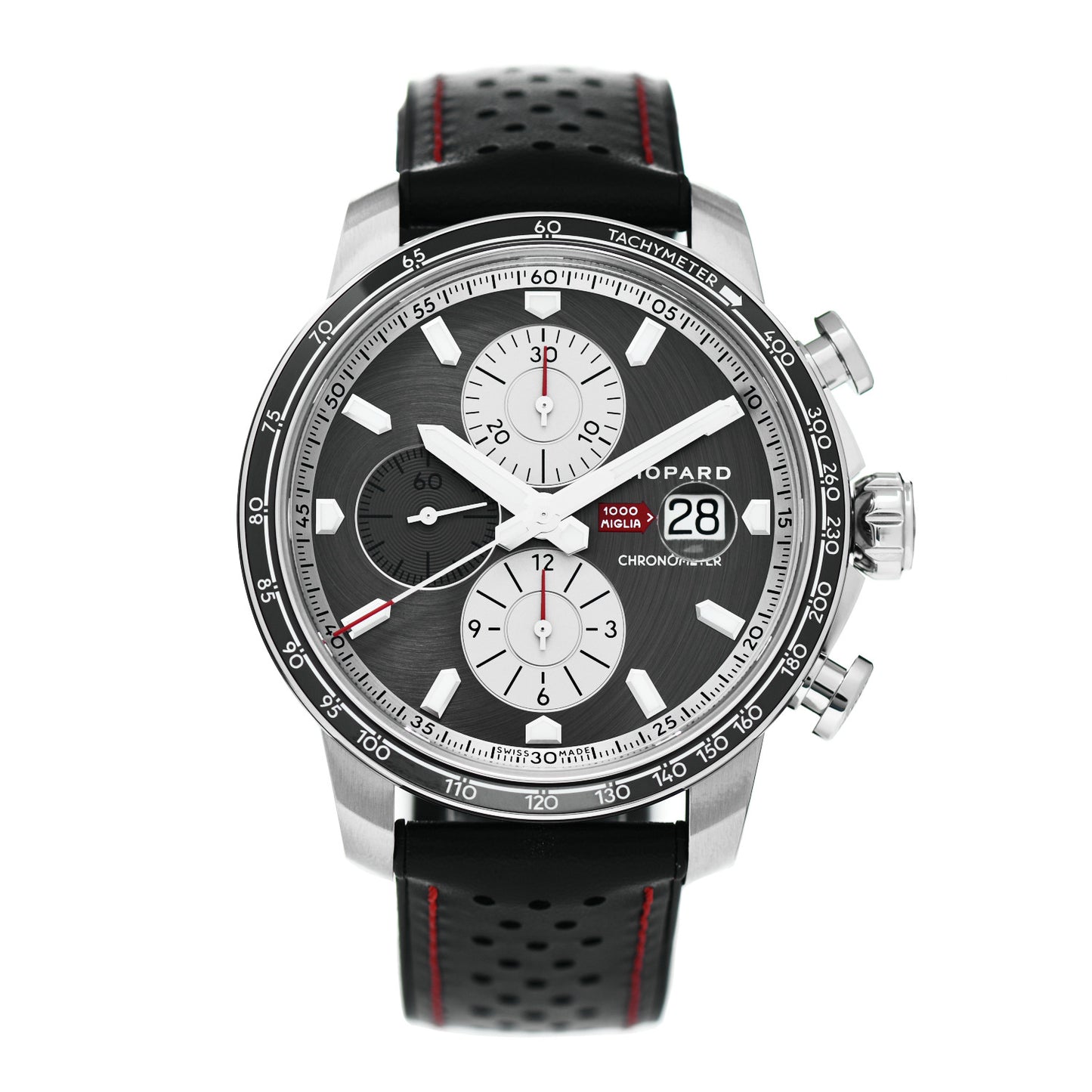 Stainless Steel Rubber 42mm Mille Miglia Race Edition Chronograph Automatic Watch Black