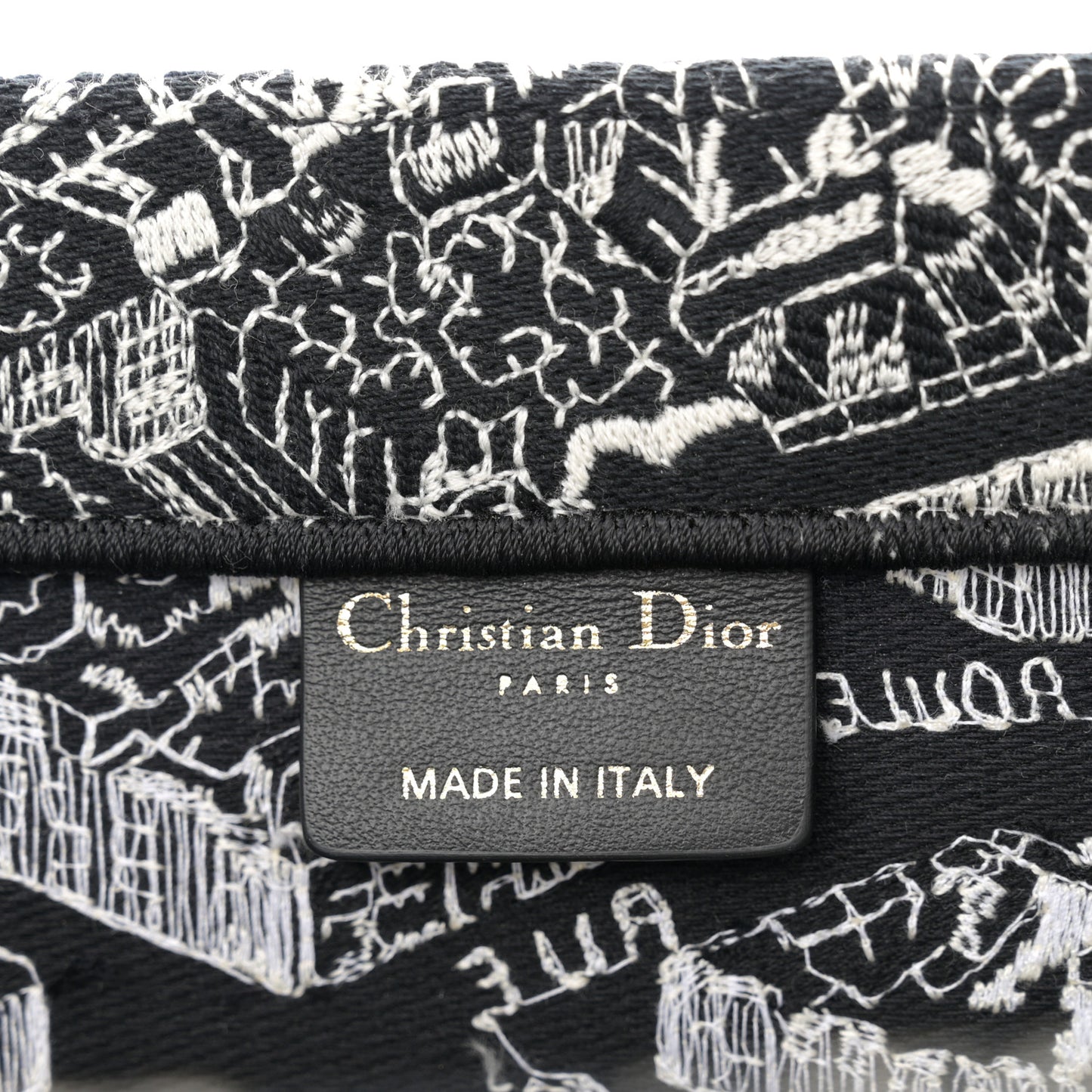 Canvas Embroidered Medium Plan De Paris Book Tote Black White