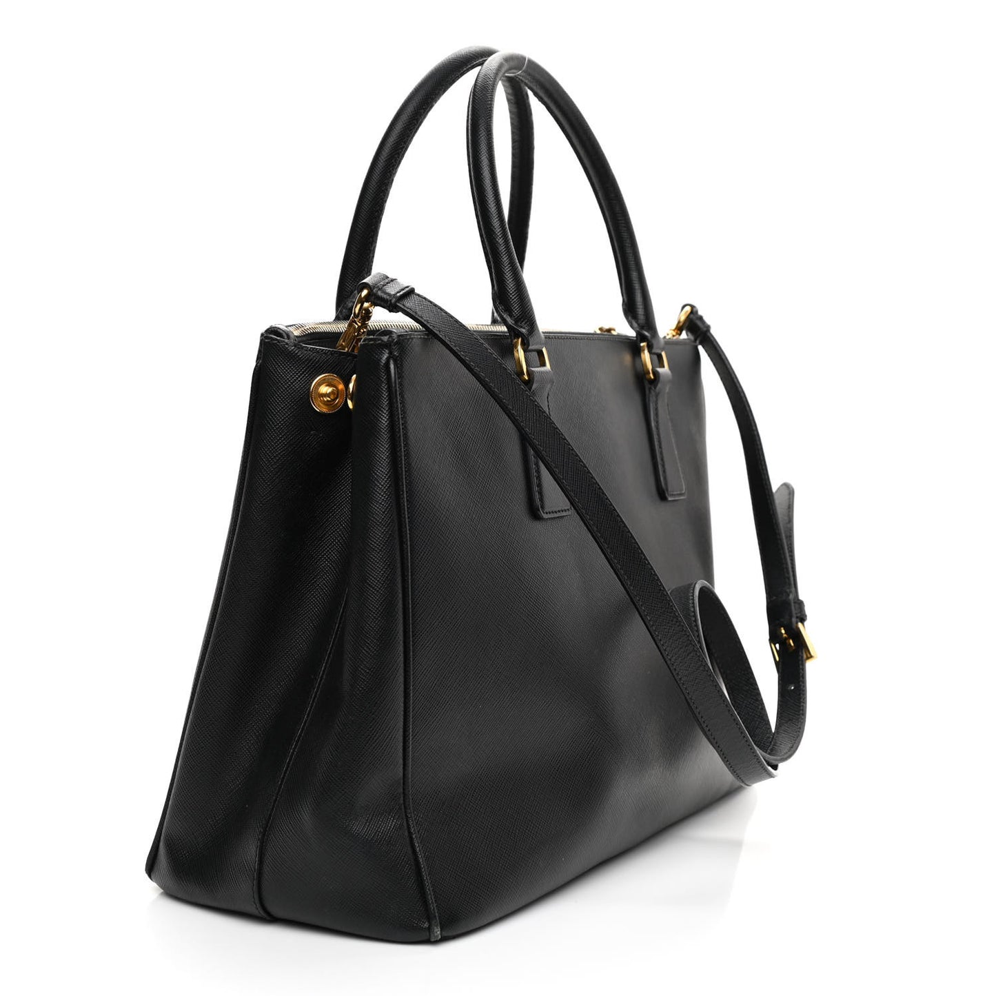 Saffiano Medium Galleria Double Zip Tote Black