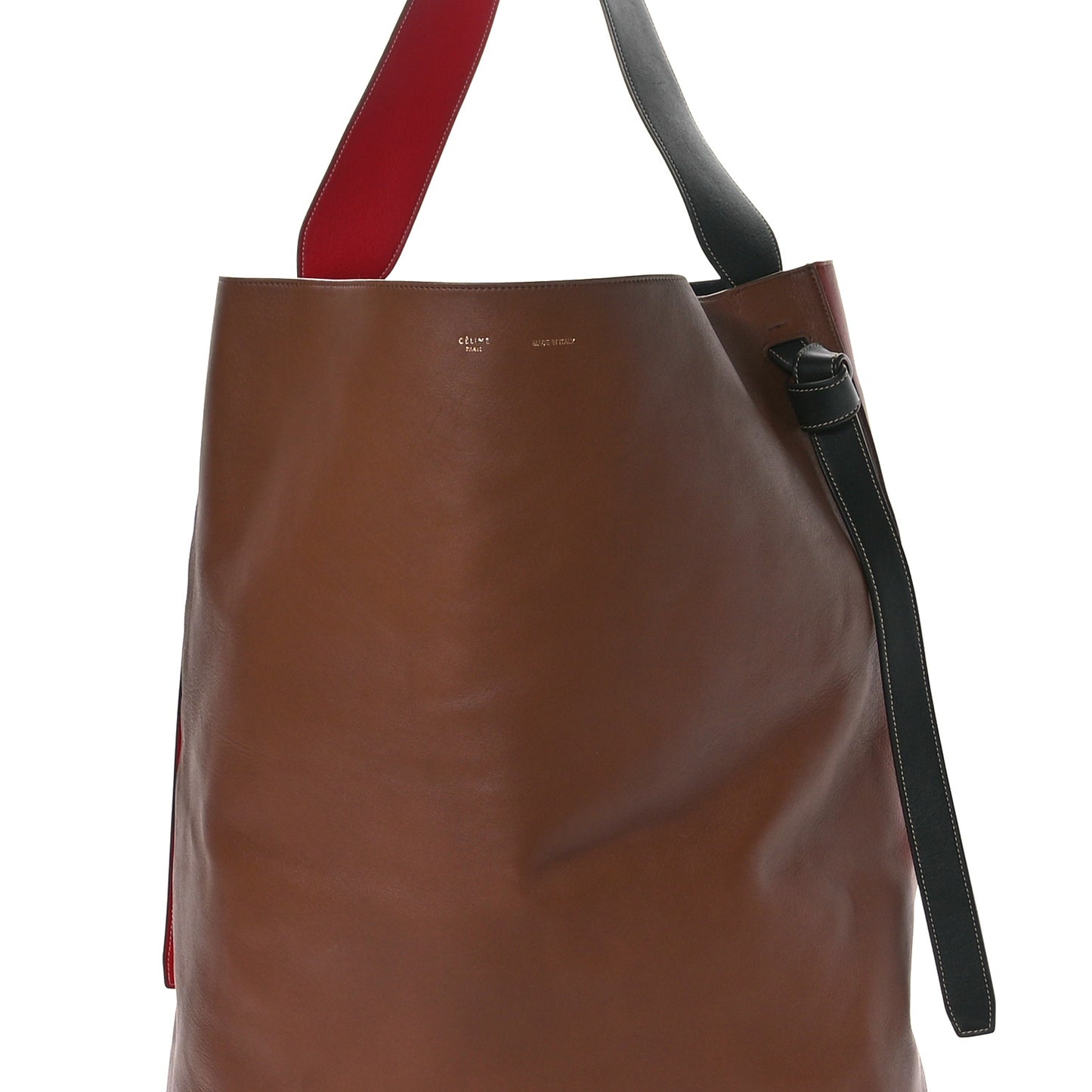 Shiny Smooth Calfskin Small Twisted Cabas Camel Brick