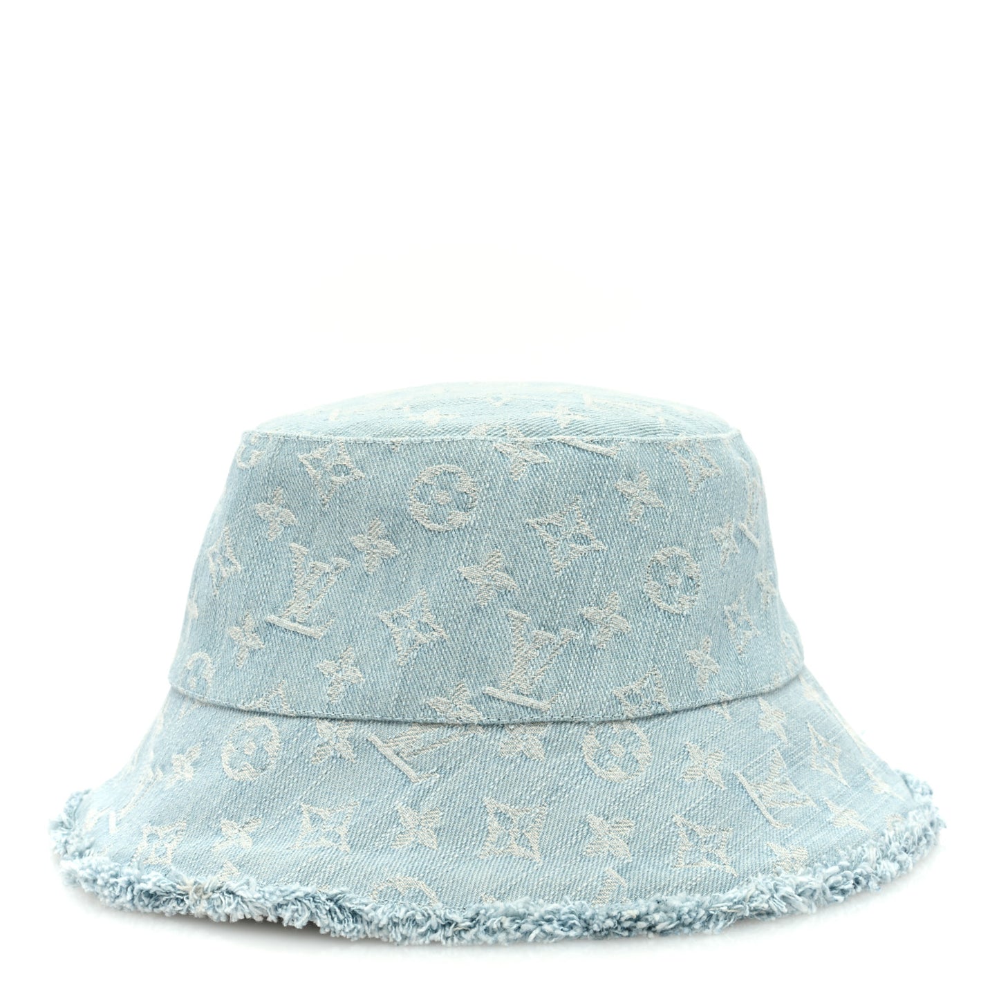Monogram Denim Fringe Bucket Hat Blue