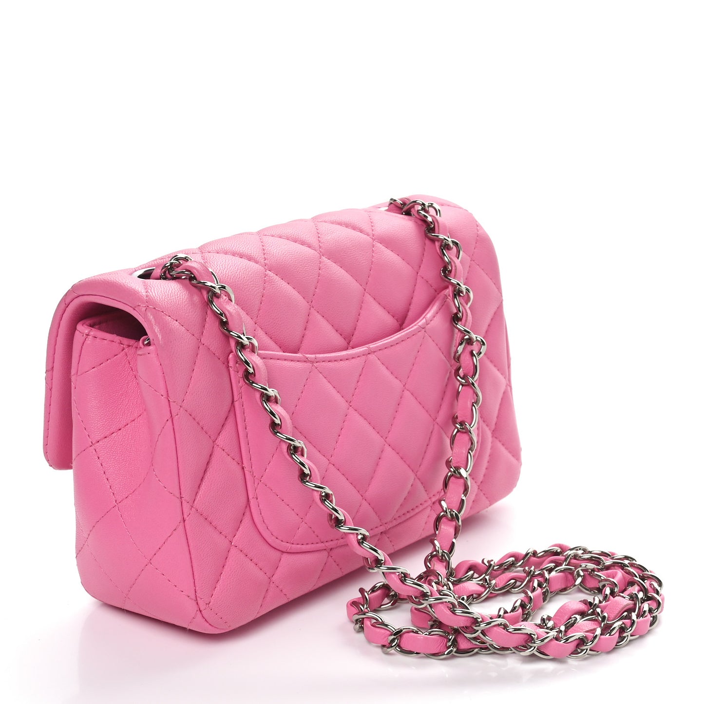Lambskin Quilted Mini Rectangular Flap Pink