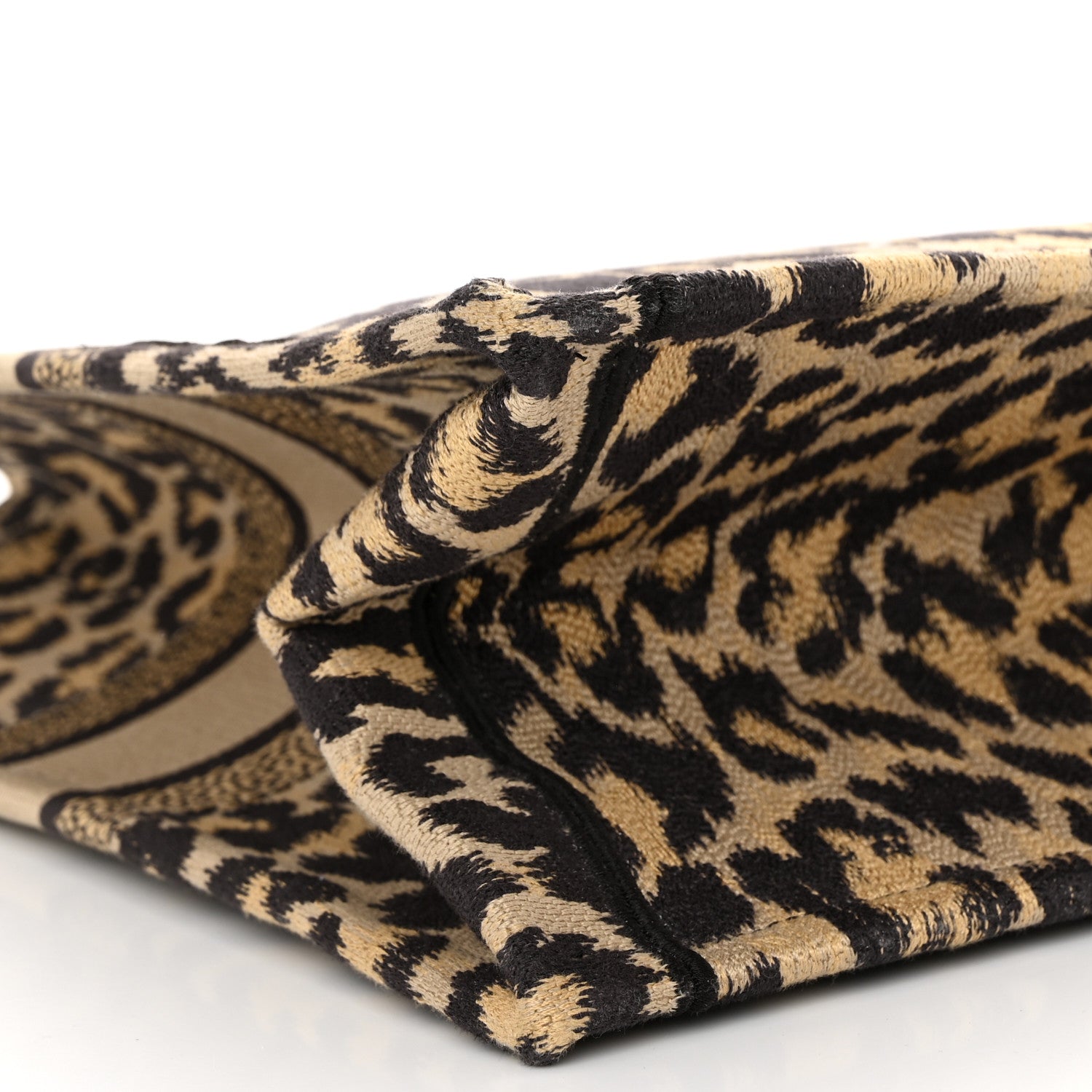 Christian Dior Canvas Mizza Embroidered Large Leopard Book Tote Beige 9 of 12