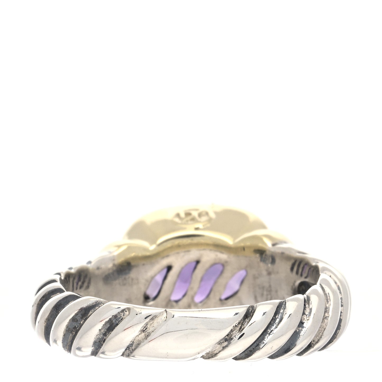 Sterling Silver 14K Yellow Gold Amethyst 10mm Noblesse Ring 57 8