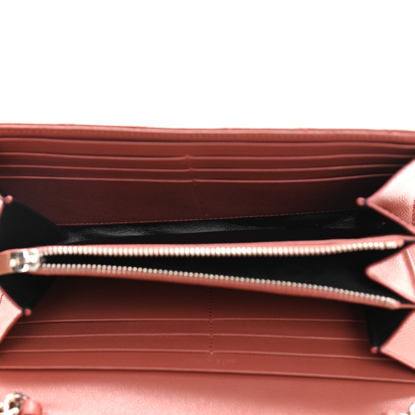 Grain De Poudre Matelasse Chevron Small Monogram Chain Wallet Blush Fonce
